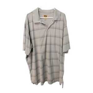Foundry Polo Shirt Men 3XLT Quick-Dri Golf Performance Gray Striped Short Sleeve